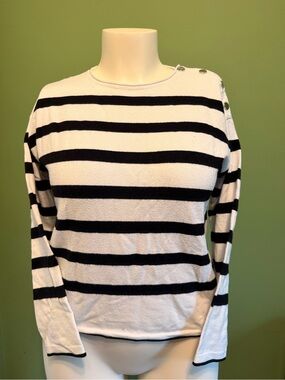Vila Milano Nautical Striped Boatneck Sweater Top - Medium